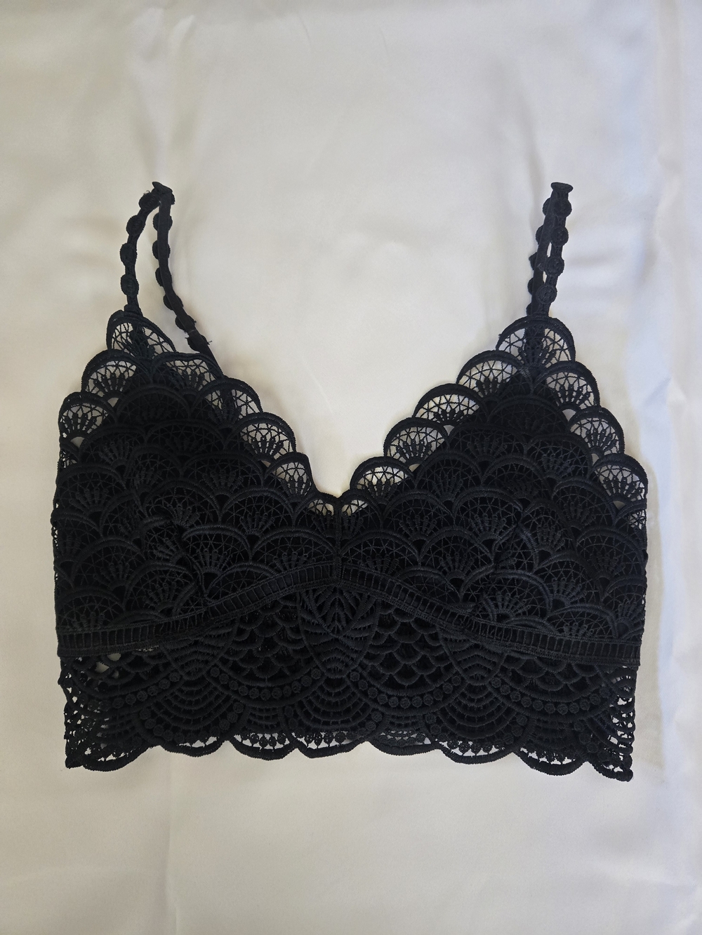 Free People Black Scalloped Lace Bralette XS, Whimsy Goth, Fairy Goth, Festival